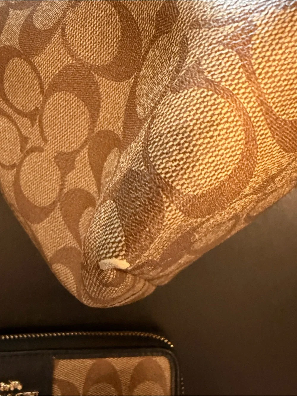 Coach Brown Signature Canvas Tote with Matching Wallet